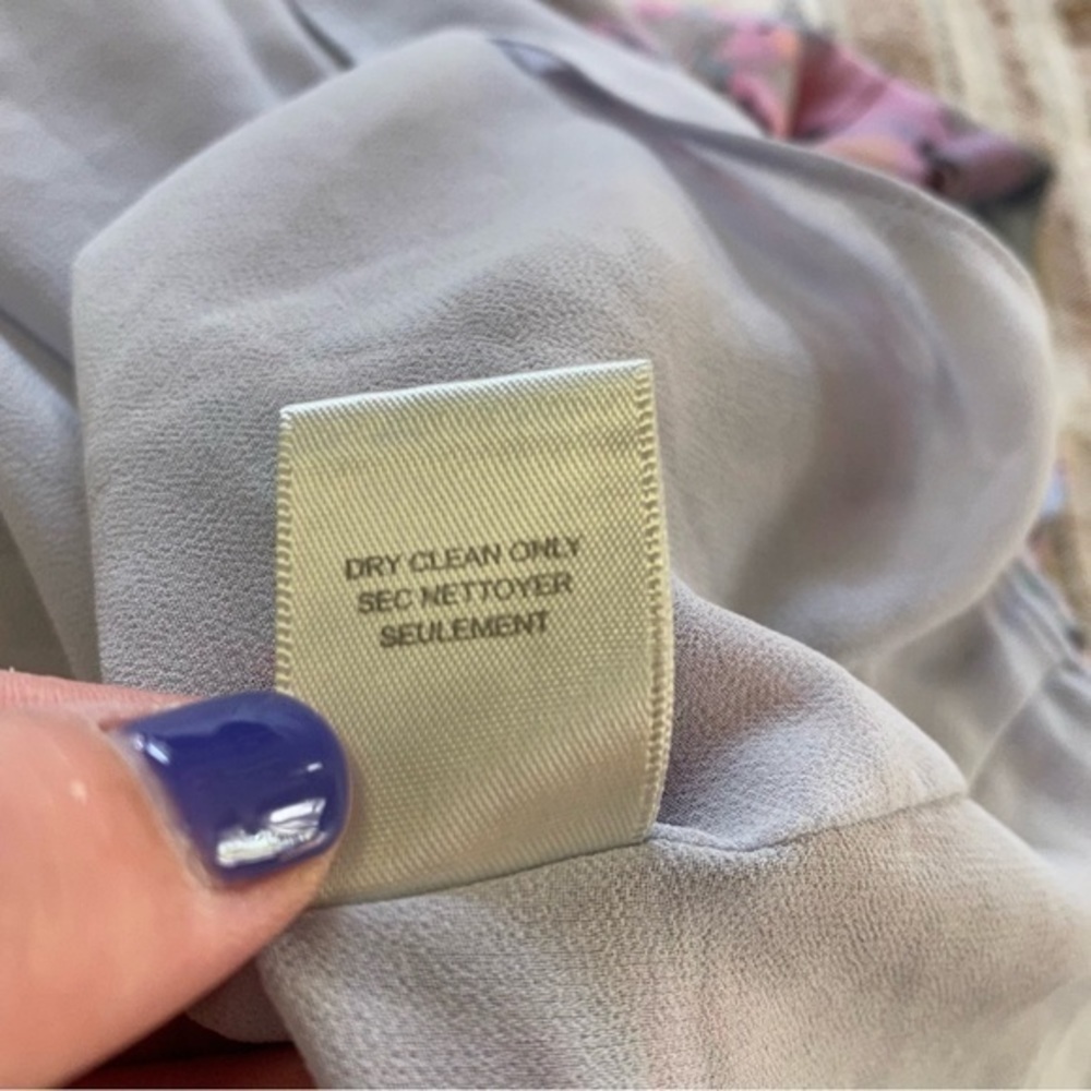 Rebecca Taylor Gray Pink Blue Silk Floral Mai Tai Time A-Line Twee Dress 2 - Picture 13 of 15